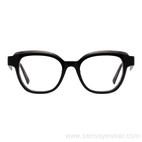 Women Vintage Design Bevel Acetate Frame Optical Glasses